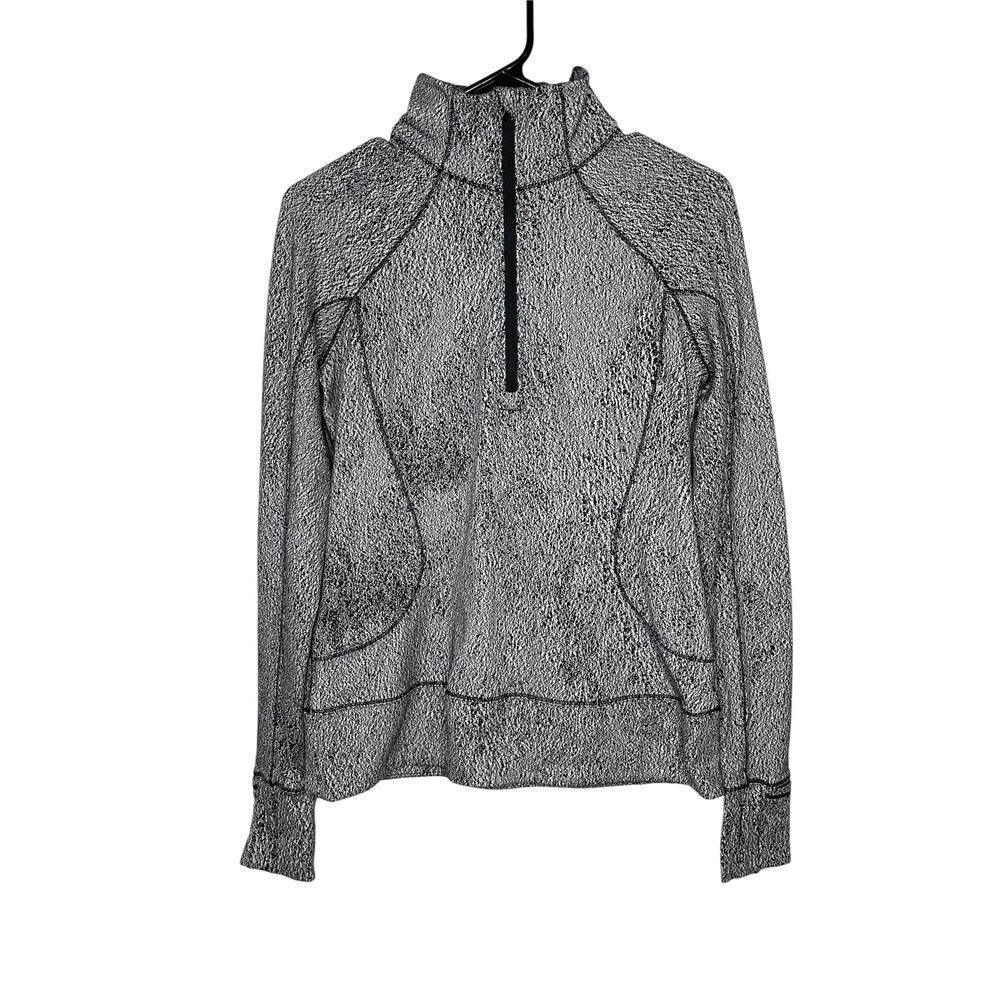 Lululemon Rush Hour 1/2 Zip Luon Spray Jacquard White Black Pullover size 8 Run - Picture 6 of 10